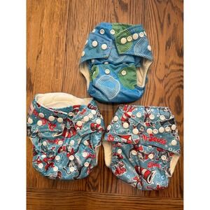 Bumkins Cloth Diaper Kids One‎ Size Blue Dr. Seuss Cat in the Hat Bundle 3PK